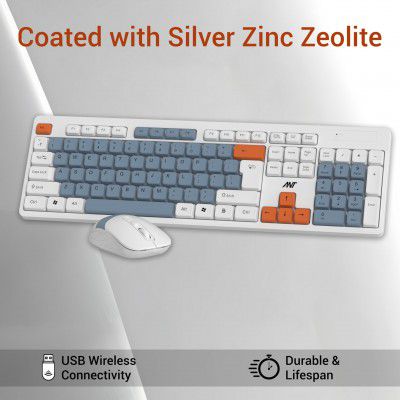 Ant Master 30 Pro Wireless Combo Keyboard & Mouse Set | White Grey Orange-Win Mac Linux
