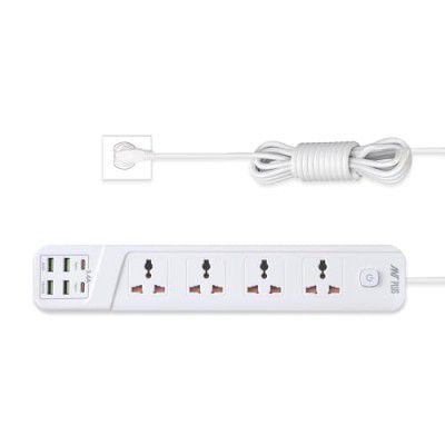 Ant Plus Electric 422 Power Strips with 4 Universal Socket and 4 USB-A & 2Type-C, 3-Meter Cord, 2500-Watt