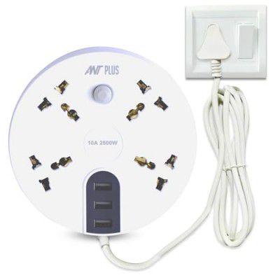 Ant Plus Electric 430 Power Strips with 4 Universal Socket and 3 USB-A, 3-Meter Cord, 2500-Watt