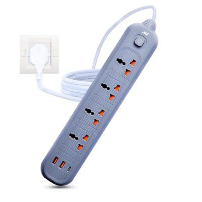 ANT PS421 Power Strip,10ft Universal Extension Cord 4 AC Outlets 2USB 1 Type C PD Ports, Flat Plug, Max 2500W, 220-250v