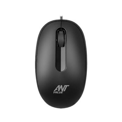 Ant Value OM120 Wired Optical Mouse, 1000 DPI, Black