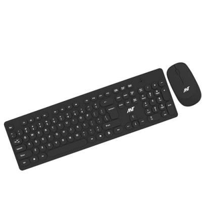 ANT Wireless Keyboard and Mouse,Typewriter Keyboard with Round Keycaps, with PC/Laptop/Compute - Black