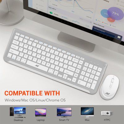 Ant WK250 Nano Wireless USB Keyboard and Mouse combo 105 Keys, 12 Integrated Multimedia Keys, 4 Button Mouse, Upto1600 DP