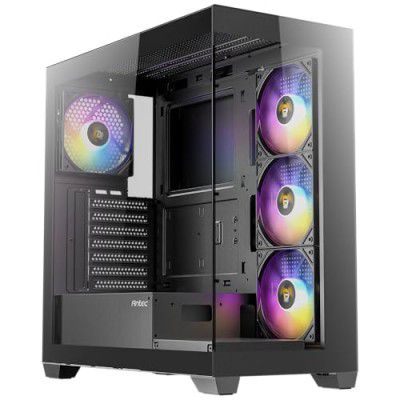 Antec CX300 RGB Elite Black with Panoramic 270 Degree View, Vertical Cooling, 4X 120mm Pre Installed RGB Fans, 420mm GPU Support, Atx Mid Tower Gaming Cabinet