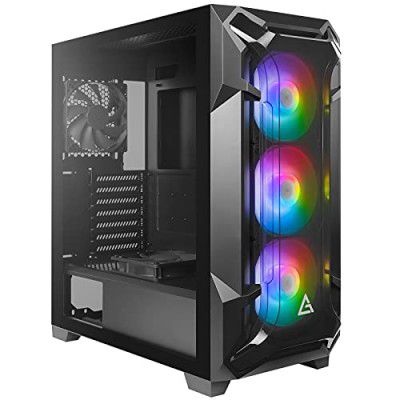 Antec DF600 Flux Mid-Tower ATX Computer Cabinet/Gaming Case | Built in Fan Controller | 4 mm Tempered Glass Side Panel with 3 x 120mm ARGB Fans + 2 x 120 mm Black Fans