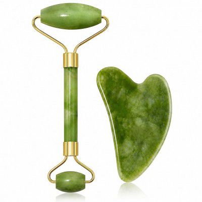 ANTIL'S Jade Roller and Gua Sha Stone Set – Face Massage Roller for Skin Tightening