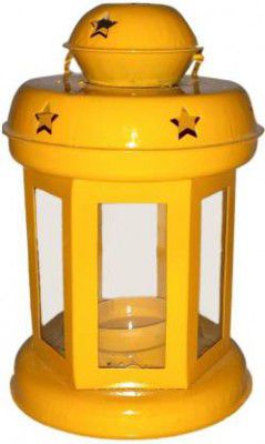 Antique collection Yellow Iron Hanging Lantern  (15 cm X 9.3 cm, Pack of 1)