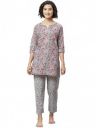anubhutee Women's Cotton Grey Floral Printed Straight Night Suit with Top and Pyajamas...