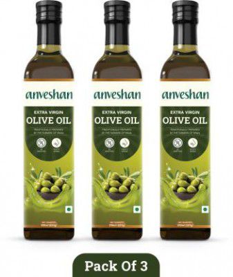 Anveshan Extra Virgin Olive Oil - 250ml Olive Oil Glass Bottle  (3 x 250 ml)