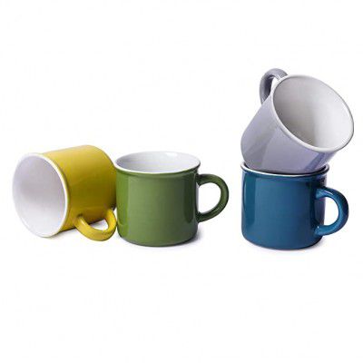 Anwaliya Army Series Ceramic Coffee Mugs, 230 ml, Set of 4, Enemal Shape