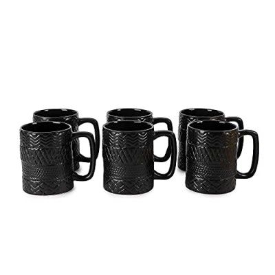 Anwaliya Auto Series Tyre Shaped Ceramic Coffee Mug Set of 6 (400ml)