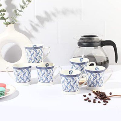 Anwaliya Tapis Series Bone China Tea Cups, 150 ml Set of 6, Durable and Lead Free for Home and Office for Tea, Coffee & Green Tea - Euanthe