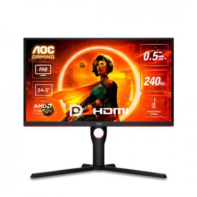 AOC 25G3ZM/BK 24.5" FHD Gaming Monitor (240Hz, 1ms GTG, VA Panel, Adaptive Sync, HDMI & DisplayPort) 