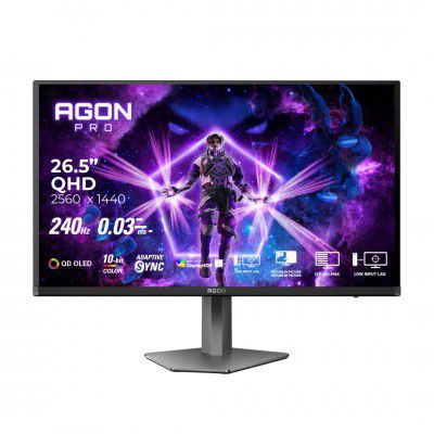 AOC AG276QZD2 27" QHD QD-OLED Gaming Monitor (240Hz, 0.03ms, HDR True Black 400, Adaptive Sync, HDMI 2.0, USB Hub, Ergonomic Design)