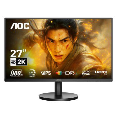 AOC Q27B3S2 Gaming Monitor 27" 2560 x 1440 Quad HD IPS Panel, 100Hz Refresh Rate, HDMI 1.4b Display Port 1.2a Connectivity
