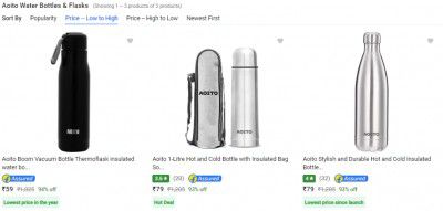 Aoito Water Bottles & Flasks from ₹59