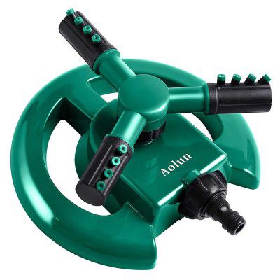 Aolun R108 Garden Sprinkler- Automatic Lawn Water Sprinkler 360 Degree 3-Arm Rotating Sprinkler System
