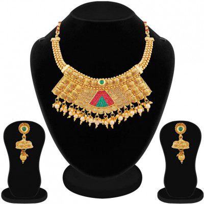 APARA Alloy Gold-plated Gold, Red, and Green Jewel Set (Pack of 1)