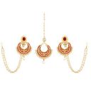 Apara Rad Meenakari Pearl Chandbali Earring and MaangTikka for Women...