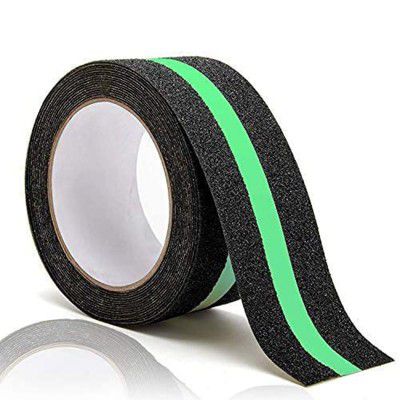 Apidian Anti Slip Skid Tape for Stairs Steps - Glow in the Dark Abrasive - Black and Green Glowing Sticker