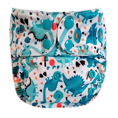 Apple Blossoms One Size Pocket Style with 2 Natural Organic-Cotton Inserts (Roaming Dinosaur)