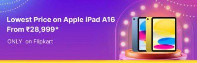 Apple ipad A16 from ₹28,999* On Big Billion days