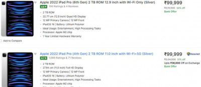 Apple iPad Pro Series Upto 54% OFF + Bank Discount Extra