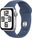 Apple Watch SE 2 GPS 40mm (2nd Gen) Silver Aluminium with Denim Sport Band  (Blue Strap, Free Size)...