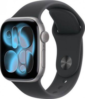 Apple Watch Series 11 GPS 42mm Space Grey Aluminium Case Black Sport Band - M/L (Black Strap, Medium/Large)