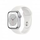 Apple Watch Series 8 GPS 41mm Silver Aluminium Case with White Sport Band...