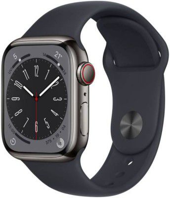 Apple Watch Series 8 GPS + Cellular with ECG app, Temperature sensor, Crash Detection  (Midnight Strap, Regular)