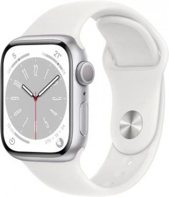 APPLE Watch Series 8, 41mm GPS ECG app, Temperature sensor, IPX6, Fall/Crash Detection  (White Strap, Regular)