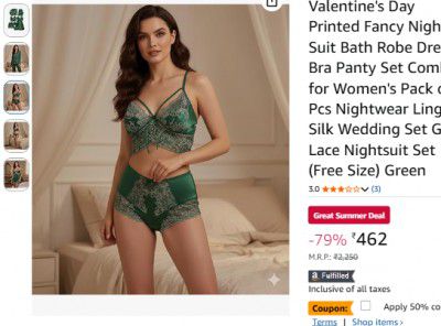 APPLY 50% COUPON | Valentine's Day Fancy Night Suit Start At 231