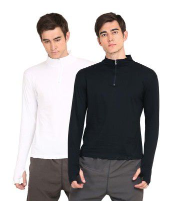 Ap'pulse Men's 1/4 Zipper Hi Neck Thumbopen (Pack of 2)