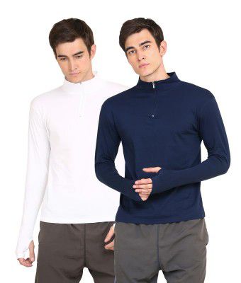 Ap'pulse Men's 1/4 Zipper Hi Neck Thumbopen (Pack of 2)