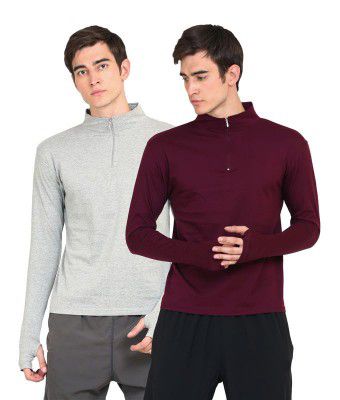 Ap'pulse Men's 1/4 Zipper Hi Neck Thumbopen (Pack of 2)