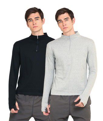 Ap'pulse Men's 1/4 Zipper Hi Neck Thumbopen (Pack of 2)