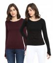Ap'pulse Women's Long Sleeve Thumbopen Tshirt(Pack of 2)...