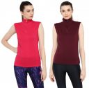 Ap'pulse Women's Sleeveless 1/4 Zip Hineck Tshirt(Pack of 2)...