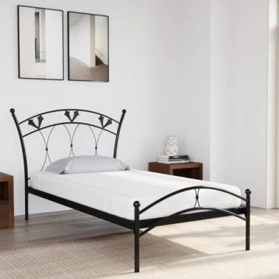 APRODZ Black Powder-Coated Single Metal Bed