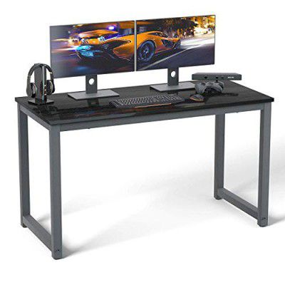 APRODZ Computer Desk 55"" Mordern Sturdy Office Desk Study Writing Desk for Home Office, Black (d-197-55-B)