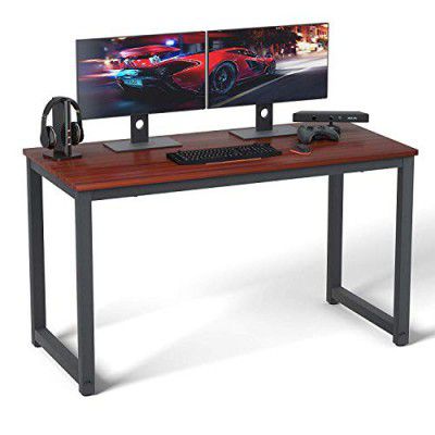 APRODZ Computer Desk 55"" Mordern Sturdy Office Desk Study Writing Desk for Home Office, Teak (d-197-55-T)