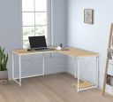 Aprodz Duane 59 x 59 inches Large L-Shaped Desk Computer Desk Corner Desk Office Desk Computer Table, White Oak...