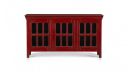APRODZ Mango Wood Entertainment 3 Door TV Stand Cabinet Unit for Living Room | Red Finish...