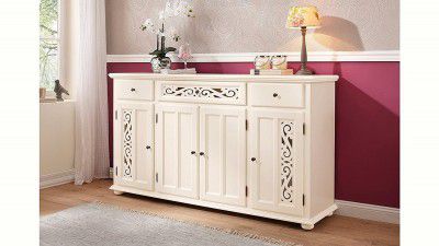[Extra Rs 8500 OFF] APRODZ Mango Wood Sideboard Cabinet with 3 Drawer Storage Organize Cabinet (Whte-Color)