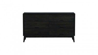 APRODZ Mango Wood Storage Cabinet Cruz Chest of 6 Drawers Furniture for Living Room Black, Brown (cd-26.6)