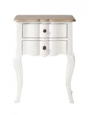 APRODZ Mango Wood Tinto Stylish Bedside Table for Bedroom Living Room with 2 Drawer End Table | White Finish