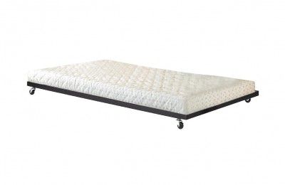 APRODZ Metal Trundle Bed Frame with Mattress Included, Rolling Castors, Black