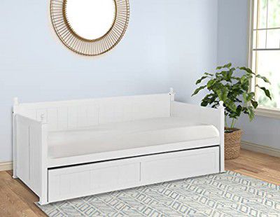 [Extra Rs 11599 OFF] APRODZ Solid Wood Acton Daybed with Trundle Bed for Living Room | Bed for Bedroom | White Finish