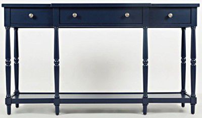 APRODZ Solid Wood Lekker Console Table with 3 Drawer for Living Room Wooden Console Table Blue Finish, Standard (CT-76)